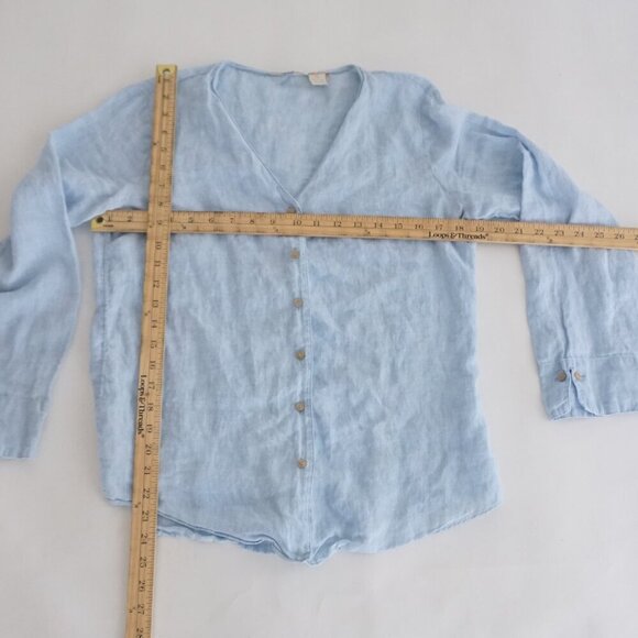 J.Jill Sky Blue 100% Linen Breathable Button Up Long Sleeve Shirt S - Picture 4 of 12